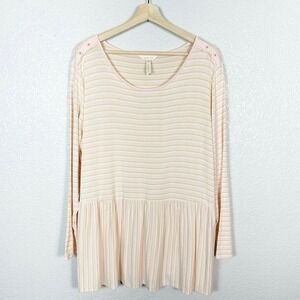 Matilda Jane Women's Dream Chaser True Friend Long Sleeve Peplum Striped Top XXL